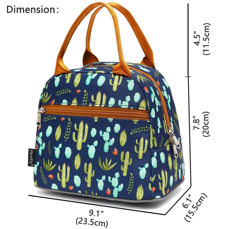 FlowFly Insulated Lunch Cooler Bag - Tote Bag Organizer for Women/Men, Cactus - Image 3